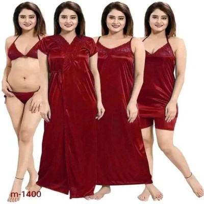 6Pc Best Quality Indian Night Dress (Maroon)