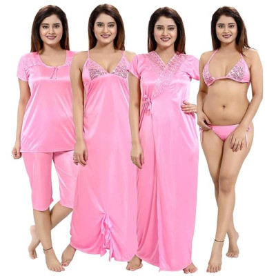 6Pc Best Quality Indian Night Dress (Pink)